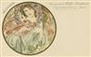 ALPHONSE MUCHA (1860-1939). CHAMPAGNE MOET & CHANDON. Menu. 1899. 8x6 inches, 22x15 cm. F. Champenois, Paris.